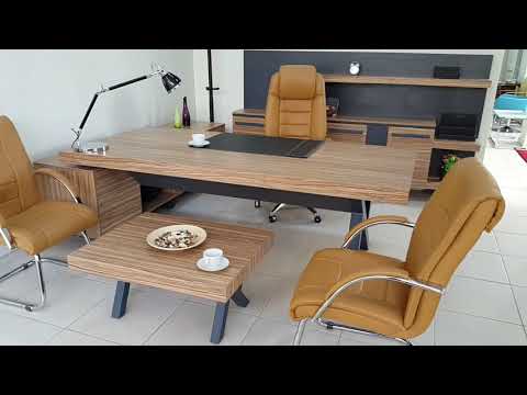 S Class Executive Desk with Pedestal, Samba Anthracite